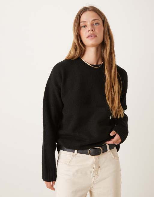Cotton:On Luxe crew sweater in black