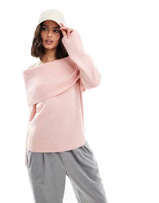 Cotton On Luxe off shoulder pullover in pink