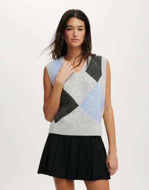 Cotton:On Luxe v-neck knit vest in blue