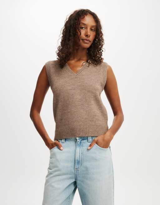 Cotton:On Luxe v-neck knit vest in brown