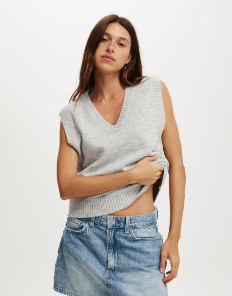 Cotton:On Luxe v-neck knit vest in grey - view 1