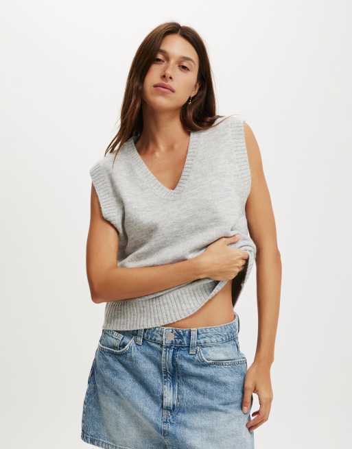 Cotton:On Luxe v-neck knit vest in grey
