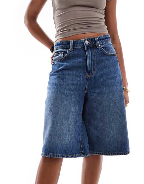 Cotton:On Lyocell wide denim jort in blue - view 1