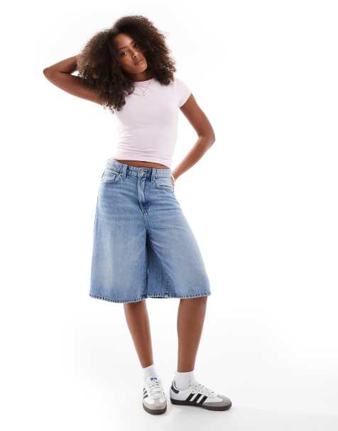 Cotton:On Lyocell wide denim jort in mid blue - view 1