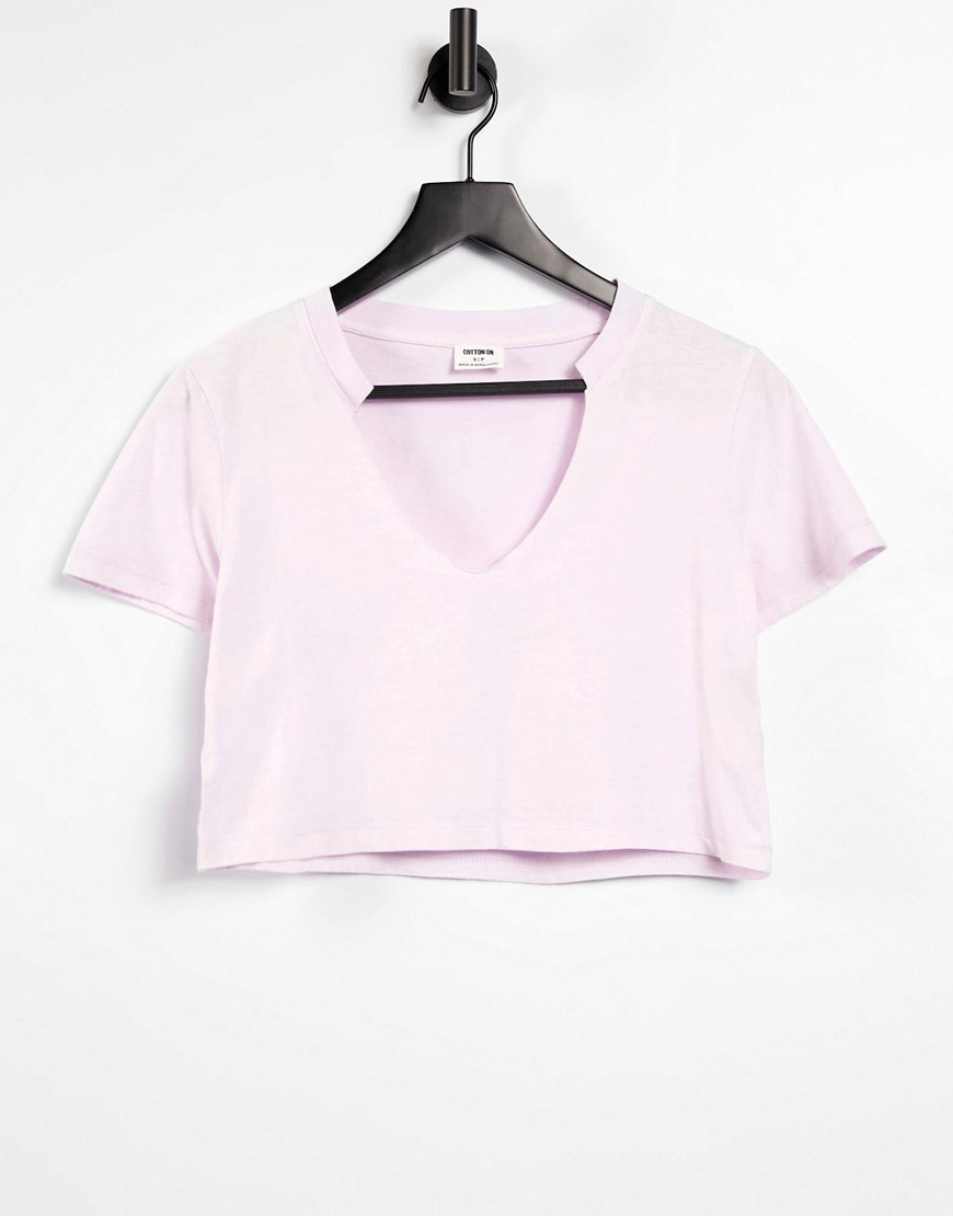 Cotton:On - Lyslilla t-shirt med V-hals