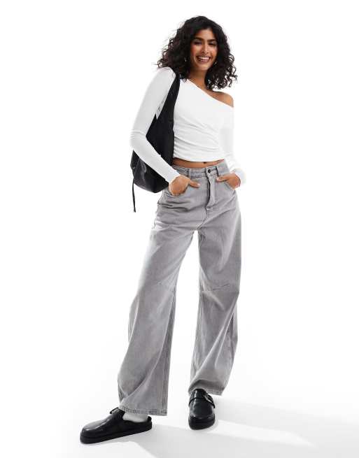 Cotton:On Marlow asymmetrical long sleeve top in white