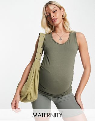 Cotton:On Maternity everyday gathered tank in green - ASOS Price Checker