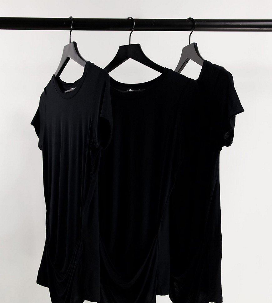 Cotton:On Maternity Cotton: On Maternity 3 pack wrap front short sleeve top in black