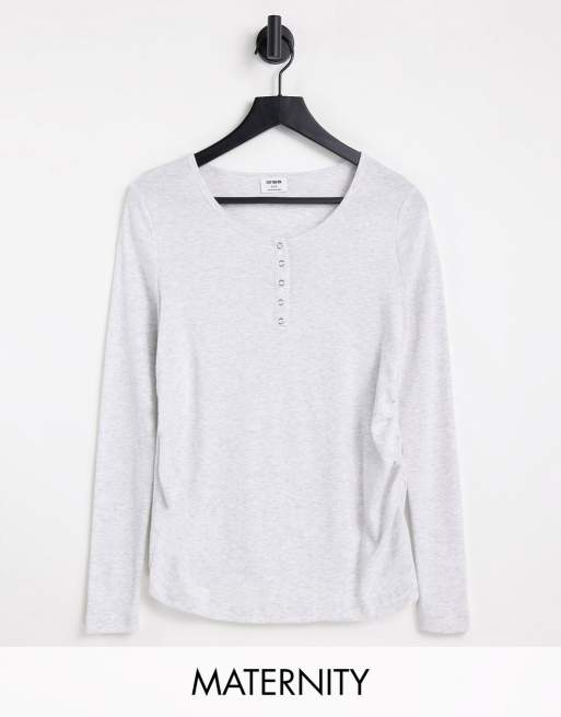 Cotton:On Maternity - Basic Henley - Grå langærmet top