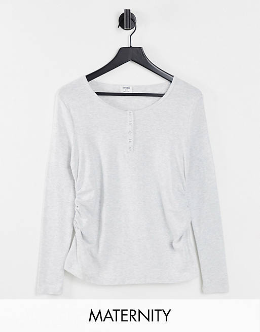 Cotton:On Maternity basic Henley long sleeve top in grey