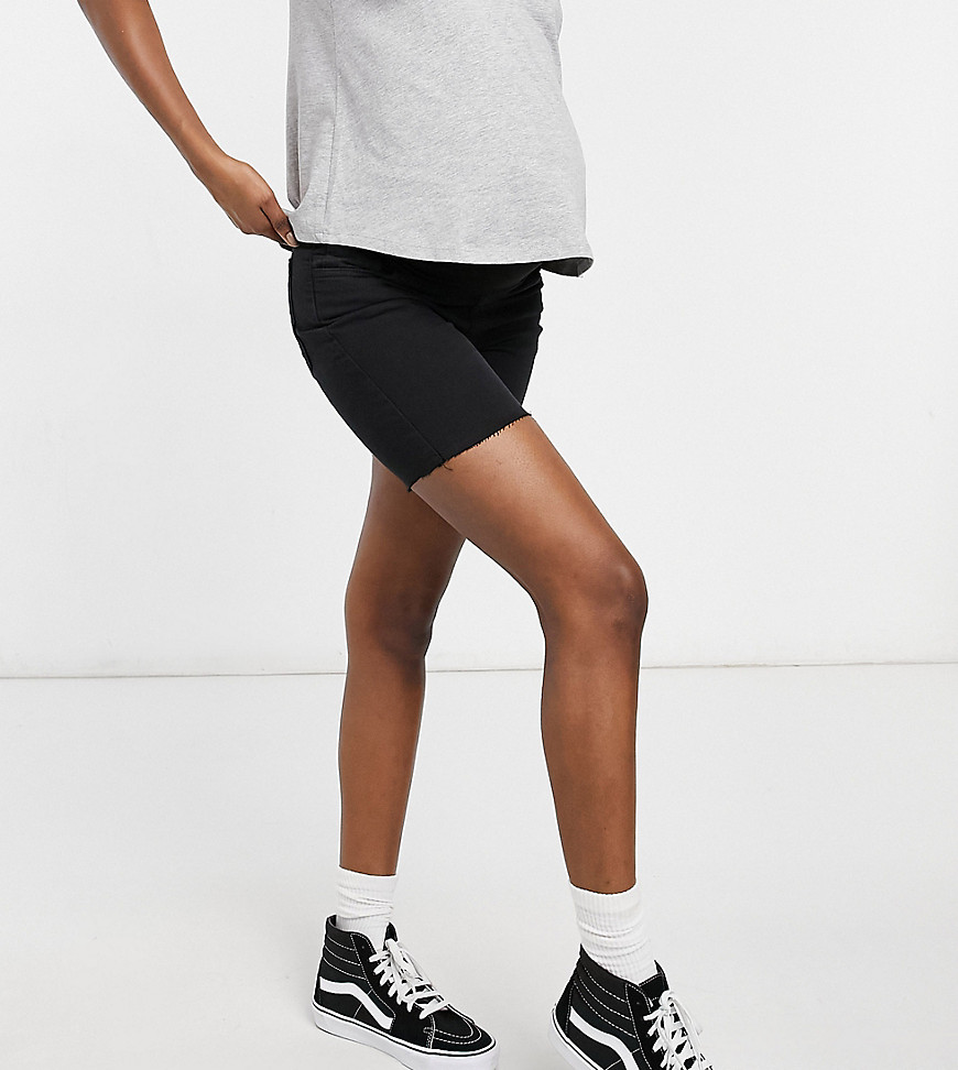 Cotton:On Maternity - Bermuda-shorts i sort denim med stretch til maven