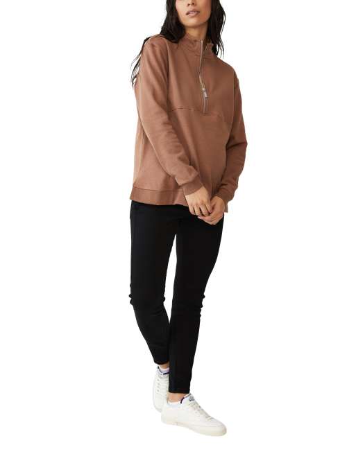 CottonOn Maternity crew neck fleece jumper in brown ASOS