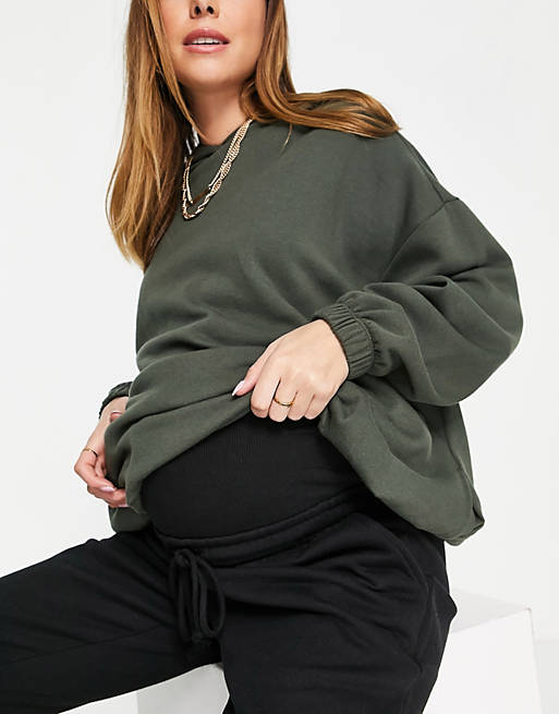 Women Cotton:On Maternity fleece joggers in black 