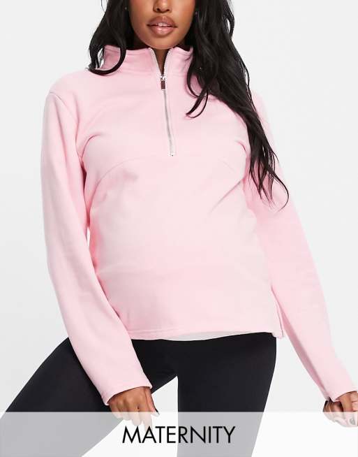 Half zip pullover on sale pink