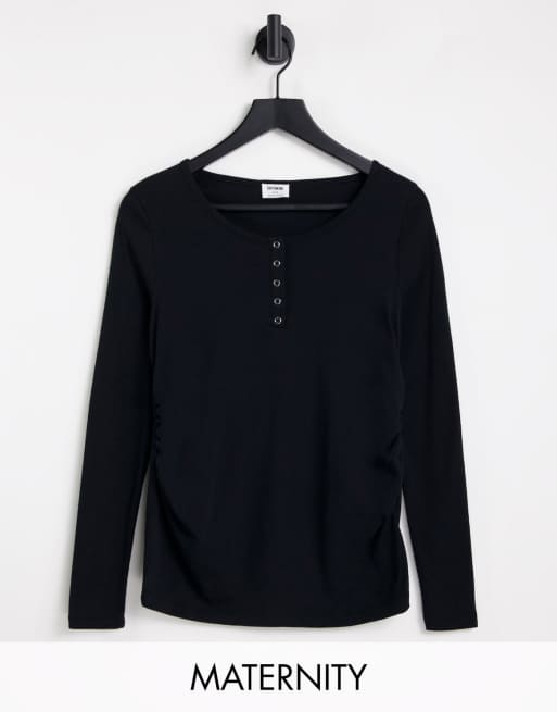 Cotton:On Maternity – Henley – Czarny top z długimi rękawami