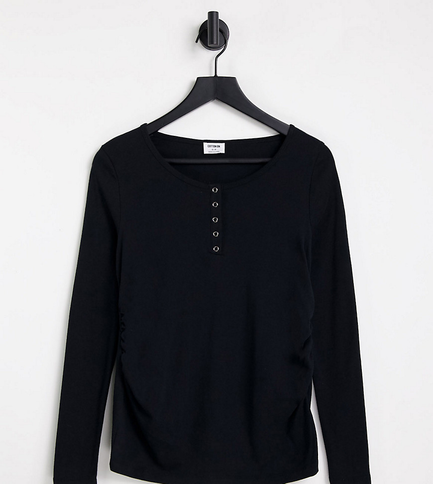 Cotton:On Maternity Cotton: On Maternity henley long sleeve top in black