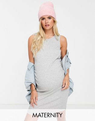 Cotton:On Maternity high neck midi dress in grey marle
