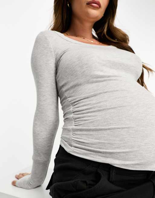 ASOS Design Maternity Ultimate Slim Fit T-Shirt with Long Sleeves in Cotton in White - White