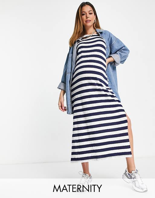 Loose Fit Black White Striped Maxi Dress Loose Fit Black White Striped Maxi Dress