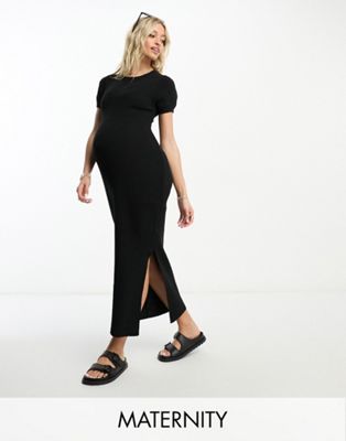 Cotton:On Maternity maxi t-shirt dress in black
