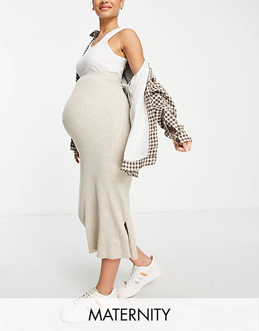 Cotton:On Maternity midi skirt in ecru