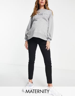 Cotton:On Maternity overbump super stretch skinny jean in black - ASOS Price Checker