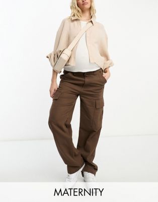 Cotton:On Maternity cargo trousers in brown - ASOS Price Checker