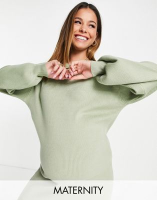 Cotton:On Maternity pullover sweat co-ord in sage