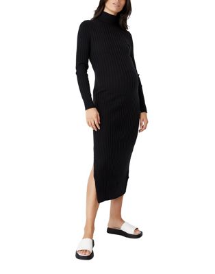 Cotton:On Maternity ribbed roll neck midi dress in black