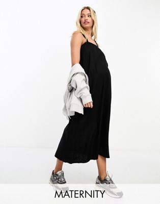 Cotton:On Maternity smock maxi dress in black - ASOS Price Checker