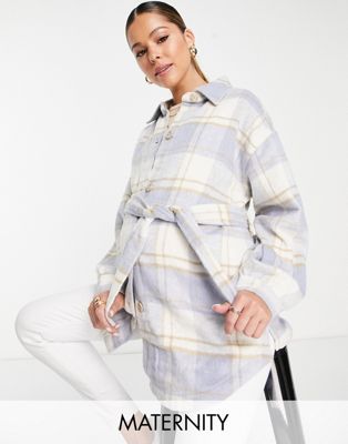 Cotton:On Maternity shacket in blue check