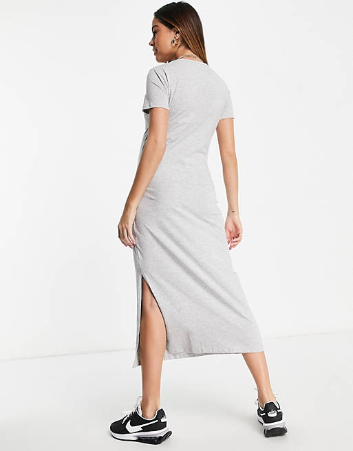 Women Cotton:On Maternity short sleeve side split midi dress in grey 