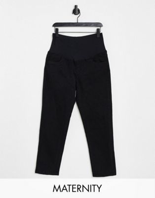 Cotton:On Maternity stretch mom jeans in black - ASOS Price Checker