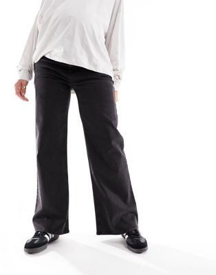 Cotton:On Maternity stretch wide leg jeans in black denim - ASOS Price Checker