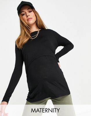 Cotton:On Maternity two in one long sleeve top in black