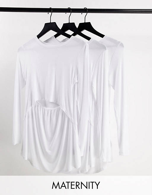 Cotton:On Maternity two in one long sleeve top in white