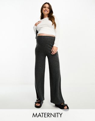 Cotton On Maternity wide leg trousers in grey marle