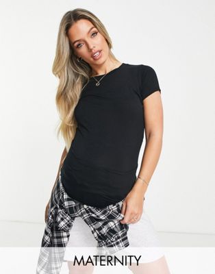 Cotton:On Maternity wrap front t-shirt in black