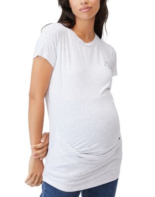 Cotton:On Maternity wrap front top with short sleeves in grey