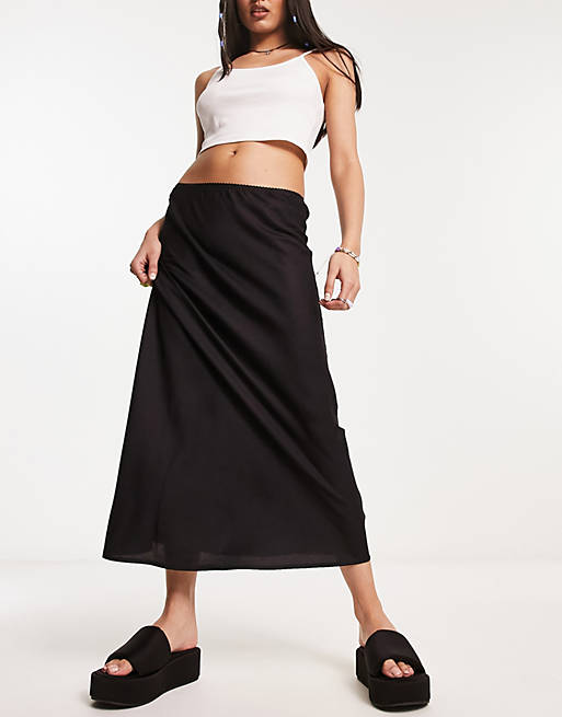 Cotton:On maxi slip skirt in black | ASOS