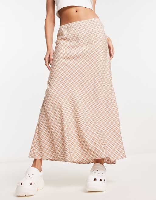 Cotton On maxi slip skirt in check ASOS