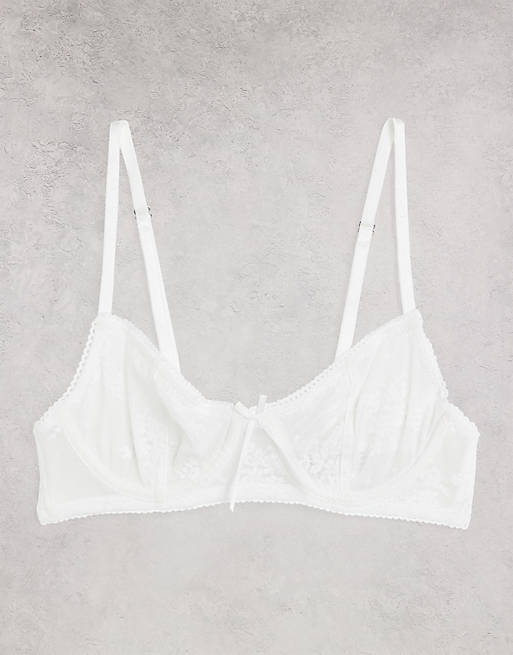 Cotton:On mesh underwire bra in white