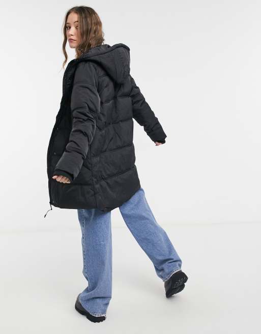 Cotton On mid length puffer jacket in black