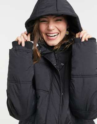 Cotton On mid length puffer jacket in black ASOS