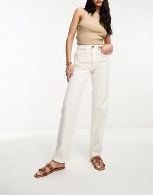 Cotton:On mid rise long straight leg jeans in white denim - ASOS Price Checker