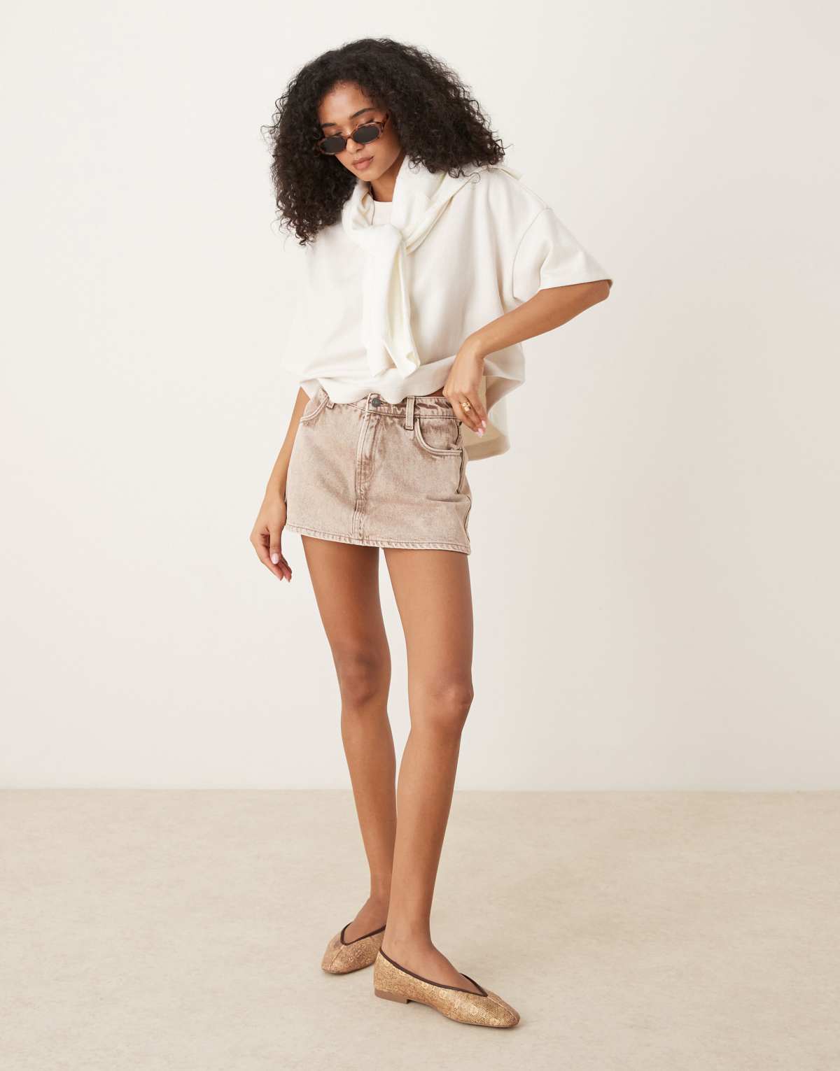 Cotton:On Mini denim skort in beige