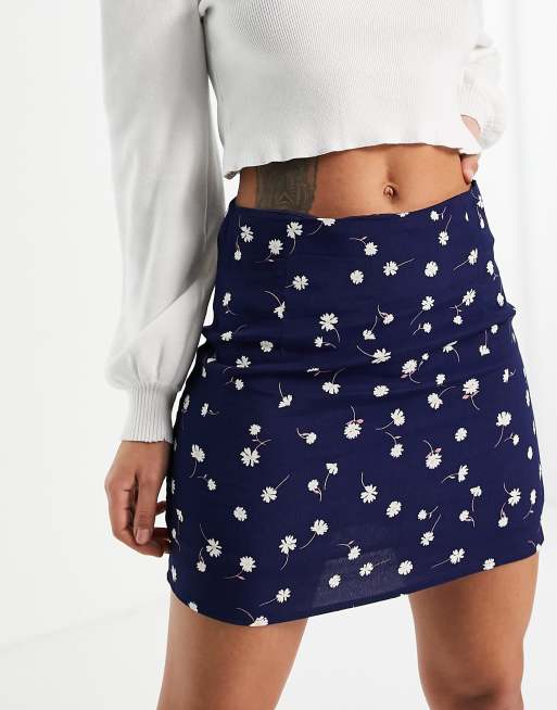 Navy floral mini on sale skirt