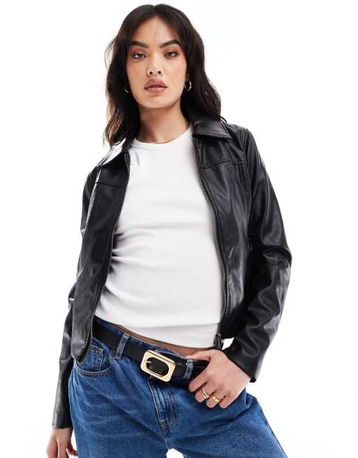 Cotton On Minimalist faux leather jacket in black