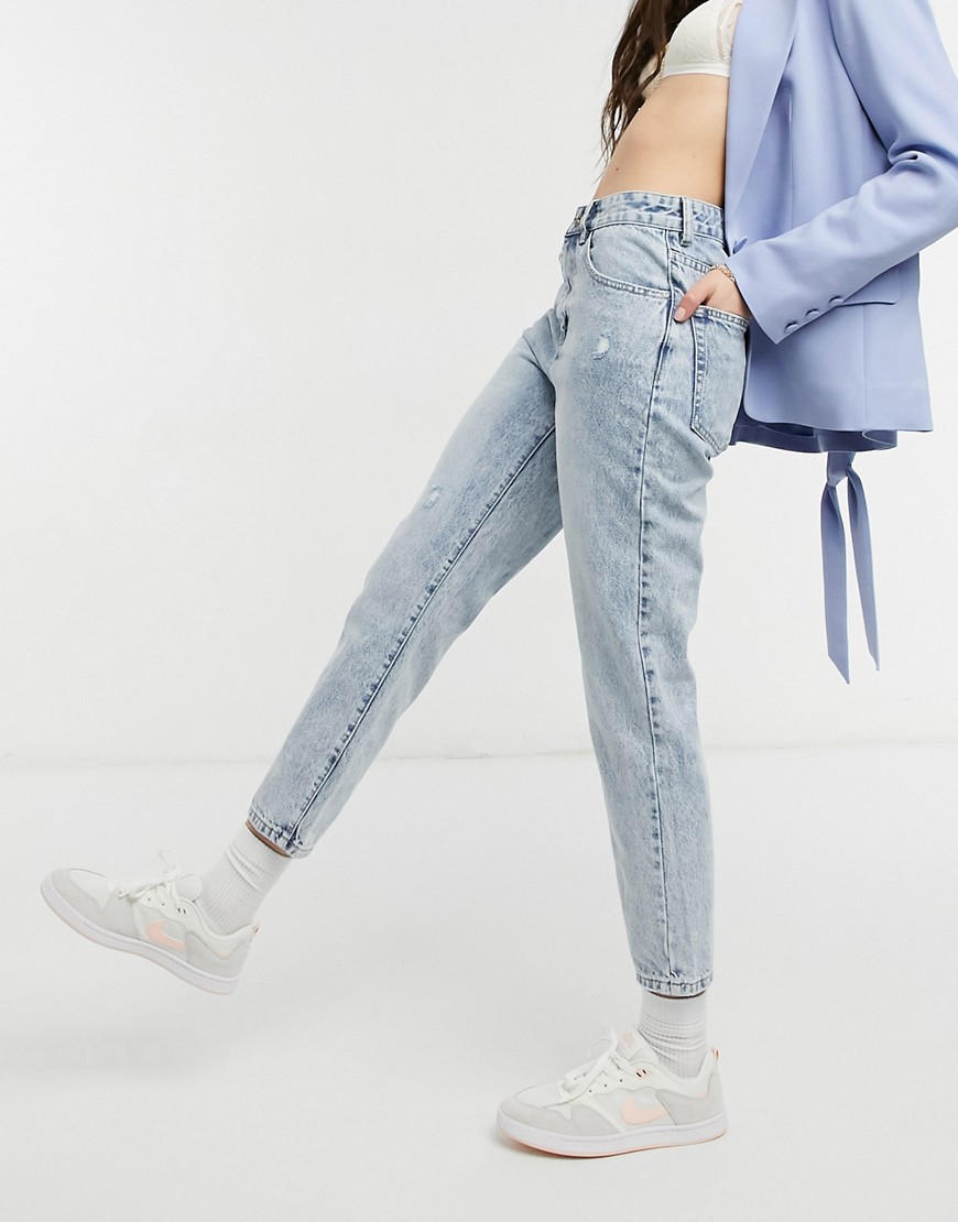 Cotton: On mom jeans in avalon blue-Blues