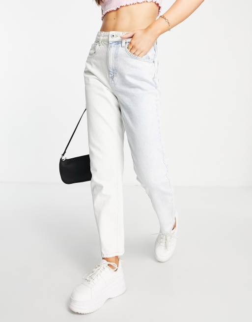 Cotton:On - Mom jeans met patchwork in mid wash blue